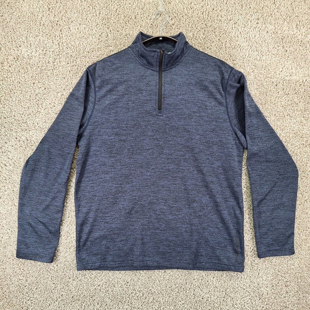 HEAD Pullover Men L Blue Quarter Zip Mock Collar 1/4 Zip Athletic Performance